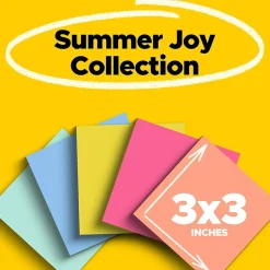 Online Super Sticky Notes, 3" x 3", Summer Joy Collection, 90 Sheet/Pad, 12 Pads/Pack (654-12SSJOY) Post-It Notes
