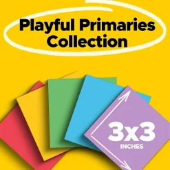 Discount Super Sticky Notes, 3" x 3", Playful Primaries Collection, 45 Sheet/Pad, 5 Pads/Pack (3321-5SSAN) Post-It Notes