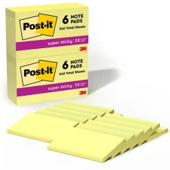 Outlet Super Sticky Notes, 3" x 5", Canary Collection, 90 Sheet/Pad, 12 Pads/Pack (65512SSCY) Sticky Notes