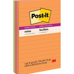 Best Super Sticky Notes, 4" x 6", Energy Boost Collection, Lined, 90 Sheet/Pad, 3 Pads/Pack (6603SSUC) Post-It Notes