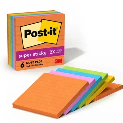 Super Sticky Notes, 4" x 4", Energy Boost Collection, Lined, 90 Sheet/Pad, 6 Pads/Pack (6756SSUC) Post-It Notes