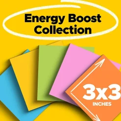 Online Super Sticky Notes, 3" x 3", Energy Boost Collection, 90 Sheet/Pad, 12 Pads/Pack (65412SSUC) Post-It Notes