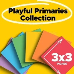 Discount Super Sticky Notes, 3" x 3", Playful Primaries Collection, 90 Sheet/Pad, 12 Pads/Pack (65412SSAN) Post-It Notes