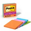 Best Super Sticky Notes, 4" x 4", Energy Boost Collection, Lined, 90 Sheet/Pad, 4 Pads/Pack (675-4SSUC) Post-It Notes