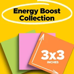 Super Sticky Notes, 3" x 3", Energy Boost Collection, 45 Sheet/Pad, 4 Pads/Pack (3221-SSAU) Post-It Notes
