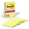 New Super Sticky Notes, 4" x 6", Canary Collection, Lined, 90 Sheet/Pad, 3 Pads/Pack (660-3SSCY) Post-It Notes