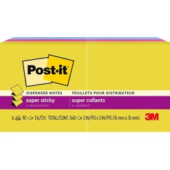 Clearance Super Sticky Pop-up Notes, 3" x 3", Summer Joy Collection, 90 Sheet/Pad, 6 Pads/Pack (R330-6SSJOY) Post-It Notes