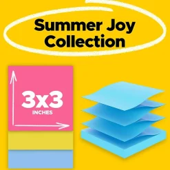 New Super Sticky Pop-up Notes, 3" x 3", Summer Joy Collection, 90 Sheet/Pad, 10 Pads/Pack (R330-10SSJOY) Post-It Notes