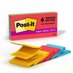 Outlet Super Sticky Pop-up Notes, 3" x 3", Playful Primaries Collection, 90 Sheet/Pad, 6 Pads/Pack (R330-6SSAN) Post-It Notes