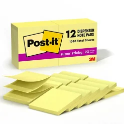 Outlet Super Sticky Pop-up Notes, 3" x 3", Canary Collection, 90 Sheet/Pad, 12 Pads/Pack (R33012SSCY) Sticky Notes