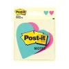 New Super Sticky Removable Notes, 3" x 3" Hearts, Assorted Colors, 75 Sheets/Pad, 2 Pads/Pack (7350-HRT) Post-It Notes