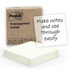 Transparent Notes, 2.8" x 2.8", Assorted Collection, 30 Sheet/Pad, 10 Pads/Pack (600-TRSPT-10P) Post-It Notes