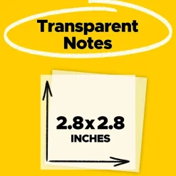 Transparent Notes, 2.8" x 2.8", Assorted Collection, 30 Sheet/Pad, 10 Pads/Pack (600-TRSPT-10P) Post-It Notes