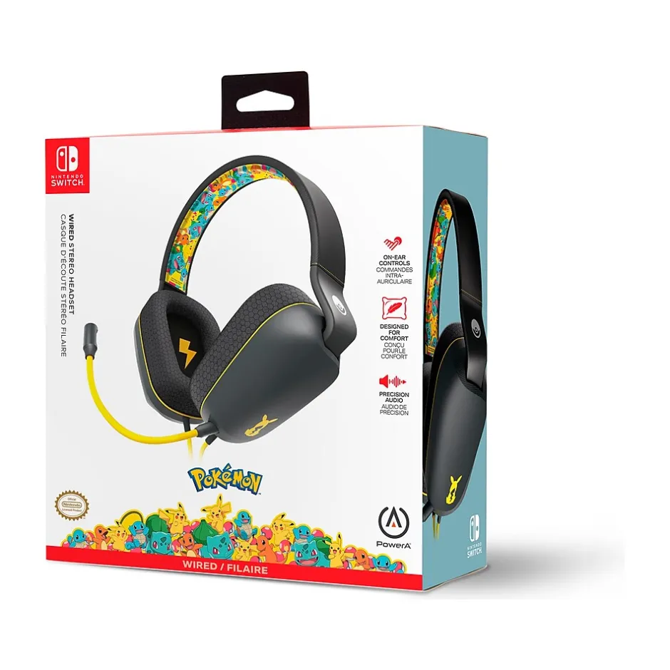 PowerA Pokemon: Kanto Friends NSGP0139-01 Headset for Nintendo Switch, Wired, Black* Gaming Headsets