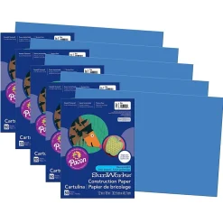 Hot Prang® Construction Paper, Blue, 12" x 18", 50 Sheets Per Pack, 5 Packs (PAC7407-5) Construction Paper