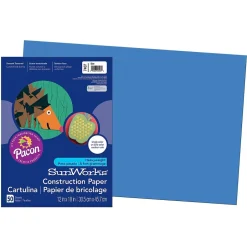 Hot Prang® Construction Paper, Blue, 12" x 18", 50 Sheets Per Pack, 5 Packs (PAC7407-5) Construction Paper