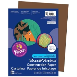 Best Prang® Construction Paper, Dark Brown, 9" x 12", 50 Sheets Per Pack, 10 Packs (PAC6803-10) Construction Paper
