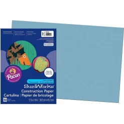 Prang® Construction Paper, Sky Blue, 12" x 18", 50 Sheets Per Pack, 5 Packs (PAC7607-5) Construction Paper