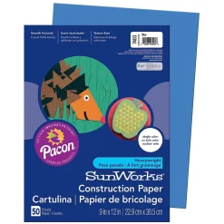 Prang® Construction Paper, Blue, 9" x 12", 50 Sheets Per Pack, 10 Packs (PAC7403-10) Construction Paper