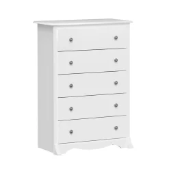 Outlet 44.75" Monterey 5 Drawer Chest, White (WDC-3345-K) Storage Cabinets