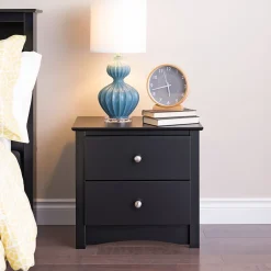 Online ™ 21.75" Sonoma 2 Drawer Nightstand, Black Storage Cabinets