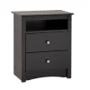 ™ 28" Sonoma Tall 2 Drawer Nightstand With Open Shelf, Black (BDC-2428) Storage Cabinets