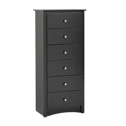 Hot ™ 53.25" Sonoma Tall 6 Drawer Chest, Black Storage Cabinets