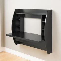 New 42'' W L-Shape Metal Contemporary Wall Mounted Desk, Black (BEHW-0200-1) Computer Desks