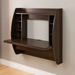 42'' Wall Mounted Floating Desk with Storage, Espresso (EEHW-0200-1) Computer Desks