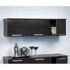 Hot ™ Coal Harbor Wall Mounted Hutch, 13"H x 47.25"W x 12"D, Black Shelving