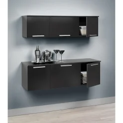 Hot ™ Coal Harbor Wall Mounted Hutch, 13"H x 47.25"W x 12"D, Black Shelving