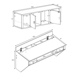 Hot Designer Floating Desk & Hutch Set, Washed Black (HRHW-0501-2M) Computer Desks