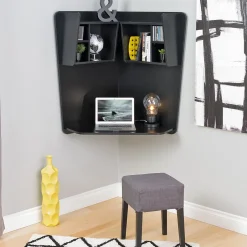 Floating Corner Desk, Black (BEHW-0202-1) Corner Desks