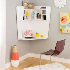 Outlet Floating Corner Desk, White ( WEHW-0202-1) Corner Desks