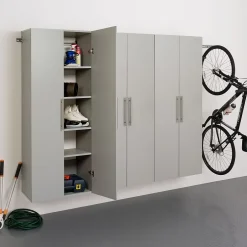 Clearance ™ HangUps 90" Laminate 3 Piece Storage Cabinet Set D, Light Gray Storage Cabinets