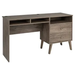 Online Milo 55" Desk with Side Storage and 2 Drawers, Drifted Gray (DEHR-1413-1) Computer Desks