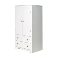 Sale ™ Monterey Composite Wood 2 Door 2 Drawer Armoire, White Storage Cabinets