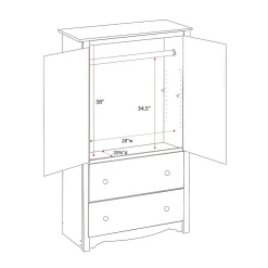 Sale ™ Monterey Composite Wood 2 Door 2 Drawer Armoire, White Storage Cabinets