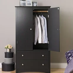 ™ Sonoma Composite Wood 2 Drawer Armoire, Black Storage Cabinets