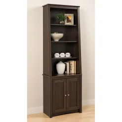 ™ Tall Slant Back Bookcase With 2 Shaker Doors, Espresso Bookcases