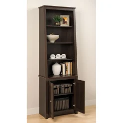 ™ Tall Slant Back Bookcase With 2 Shaker Doors, Espresso Bookcases