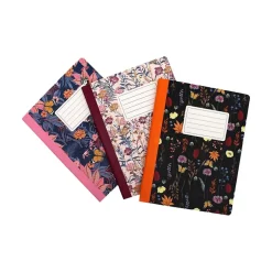 Pukka Pad Bloom Composition Notebooks, 7.5" x 9.7", College Ruled, 70 Sheets, Assorted Colors, 3/Pack (9516-BLM) New