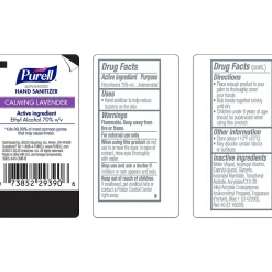Purell 70% Alcohol Gel Hand Sanitizer, Calming Lavender Scent, 2 fl. oz., 24/Pack (3905-24-CMR)