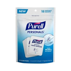 Purell Personals 70 % Alcohol Gel Hand Sanitizer Packet, 0.04 fl. oz., 18/Pack (9630-15-18CT)