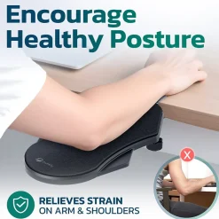 Purely E5720 Ergonomic Arm/Elbow Support Rest for Desk, Computer Desk Arm Extender, Black (PARE5720)* Ergonomic Wrist Rests