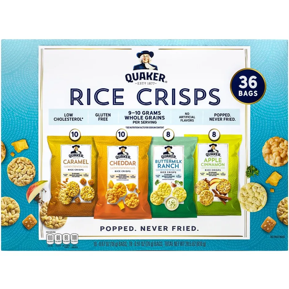 Variety Snack Packs<Quaker Rice Crisps Variety Pack, 36/Box (325-00013)