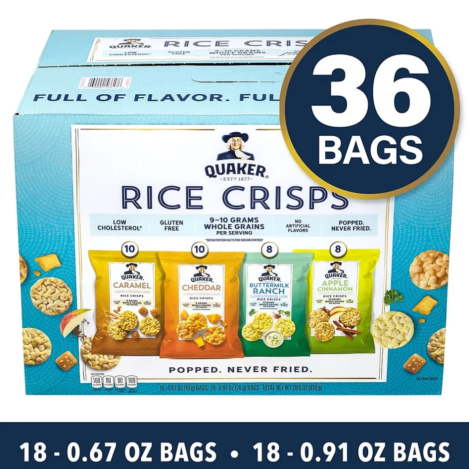 Variety Snack Packs<Quaker Rice Crisps Variety Pack, 36/Box (325-00013)