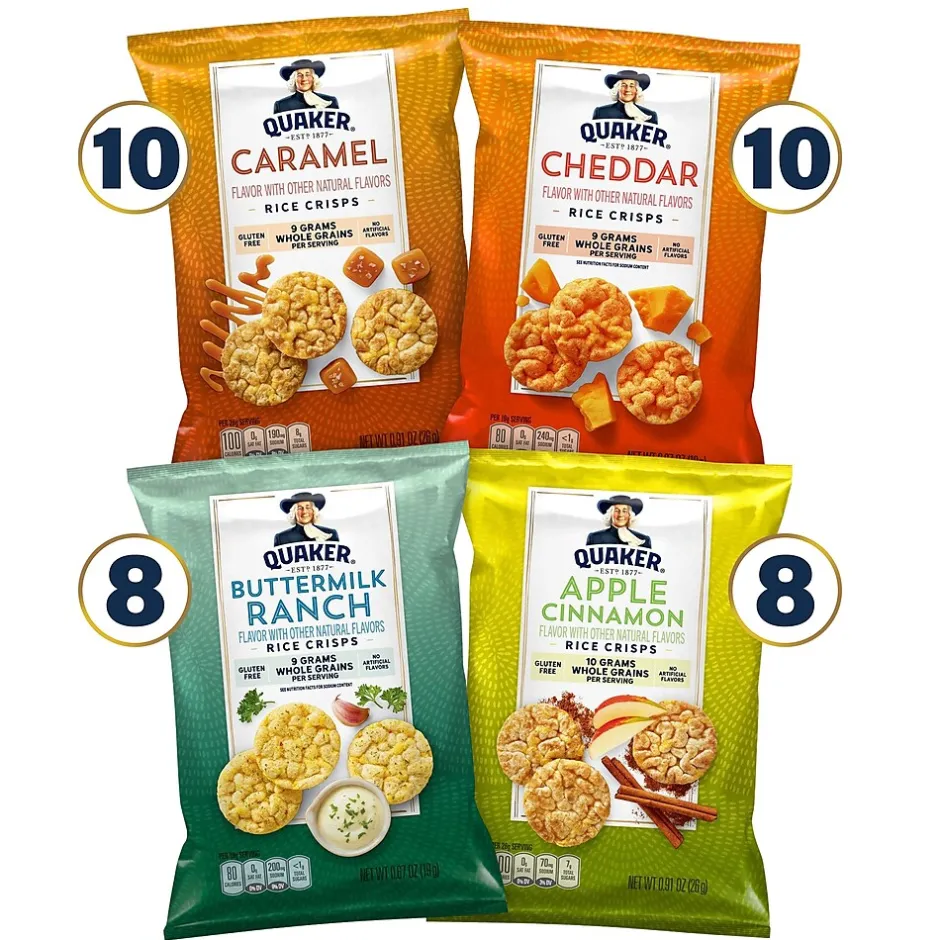 Variety Snack Packs<Quaker Rice Crisps Variety Pack, 36/Box (325-00013)
