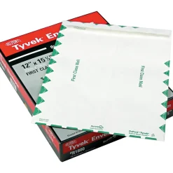 Quality Park #110 Tyvek Self-Adhesive USPS First Class Mailer, 12" x 15.5", White/Green, 100/Box (QUAR1800)* Catalog