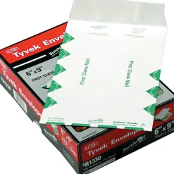 Quality Park First Class Tyvek Open End Catalog Envelopes, 6" x 9", Green/White, 100/Box (R1330)* Catalog